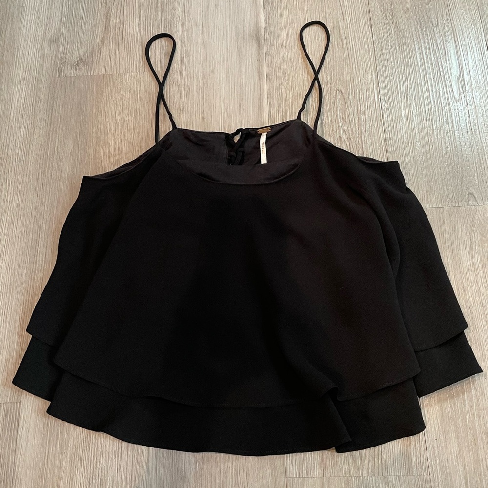 Free People Tropical Wave Black Tiered Tie Back Cami size M - Picture 4 of 10